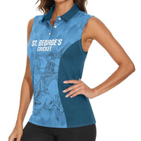 Custom St. Georges Cricket Women Sleeveless Polo Shirt Go Champions Sporty Style - Wonder Print Shop