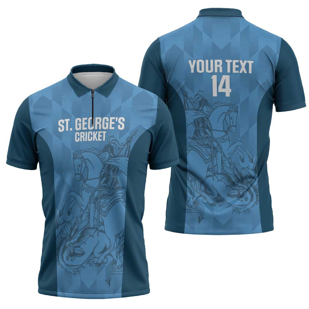 Custom St. Georges Cricket Zipper Polo Shirt Go Champions Sporty Style - Wonder Print Shop