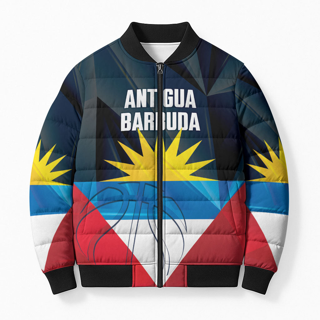 Antigua and Barbuda Basketball Custom Bomber Puffer Jacket Flag Sporty Style