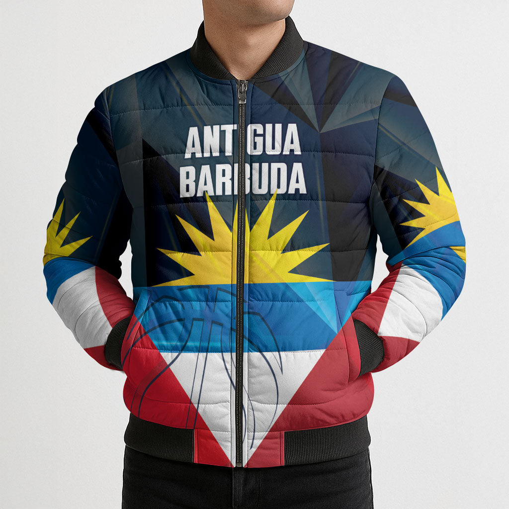 Antigua and Barbuda Basketball Custom Bomber Puffer Jacket Flag Sporty Style