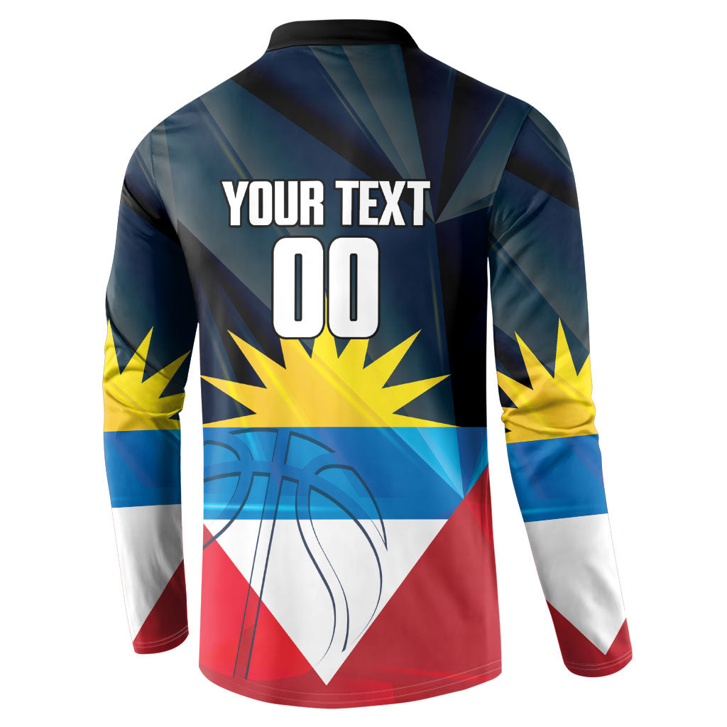 Antigua and Barbuda Basketball Custom Button Sweatshirt Flag Sporty Style