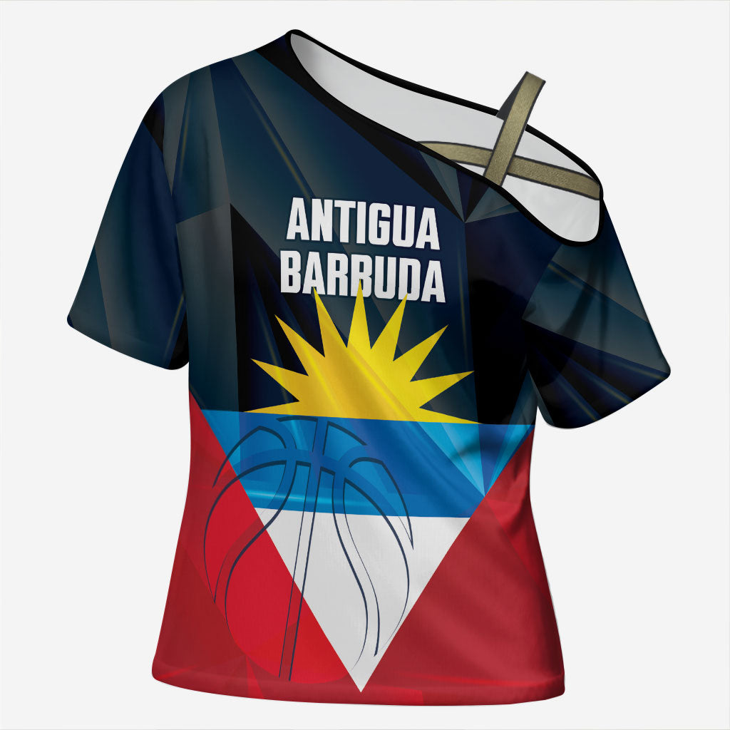 Antigua and Barbuda Basketball Custom Cross Shoulder Shirt Flag Sporty Style