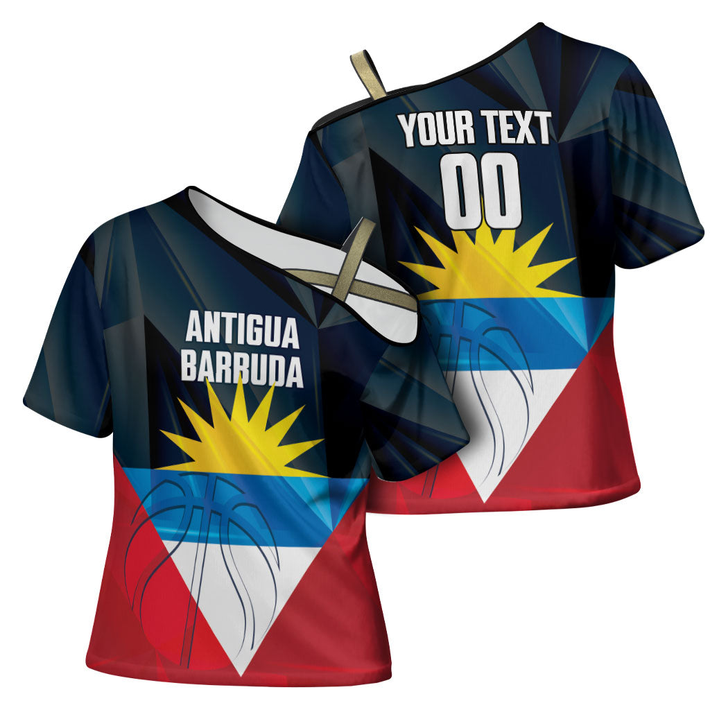Antigua and Barbuda Basketball Custom Cross Shoulder Shirt Flag Sporty Style