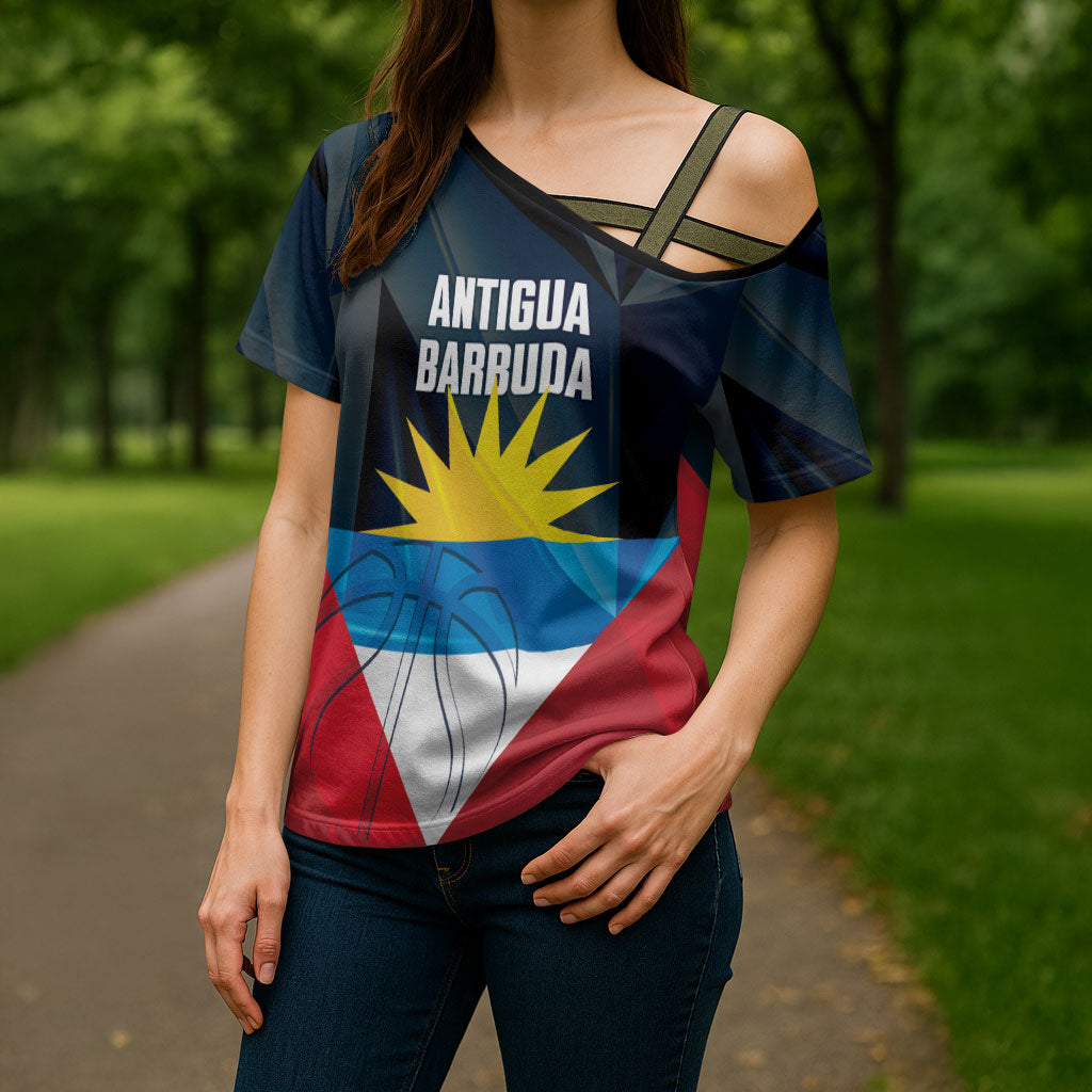 Antigua and Barbuda Basketball Custom Cross Shoulder Shirt Flag Sporty Style
