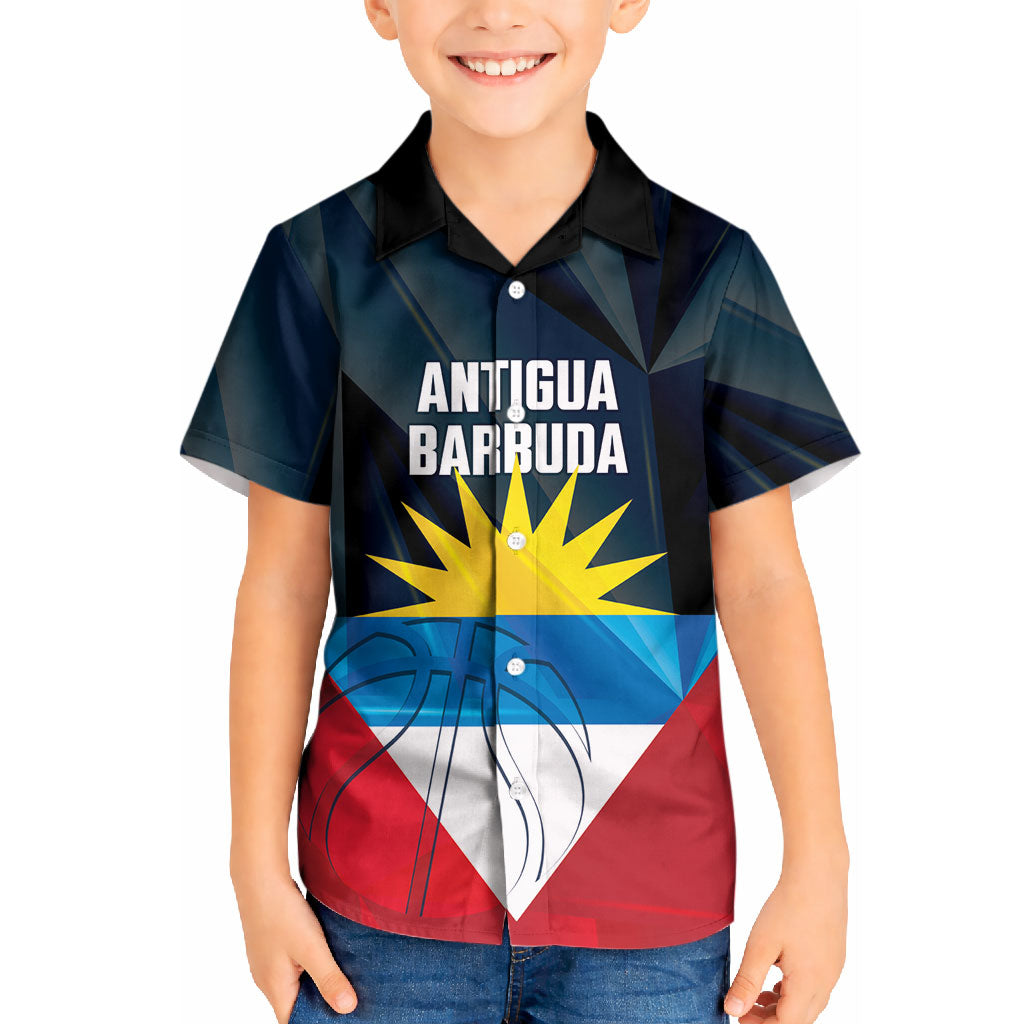 Antigua and Barbuda Basketball Custom Kid Hawaiian Shirt Flag Sporty Style
