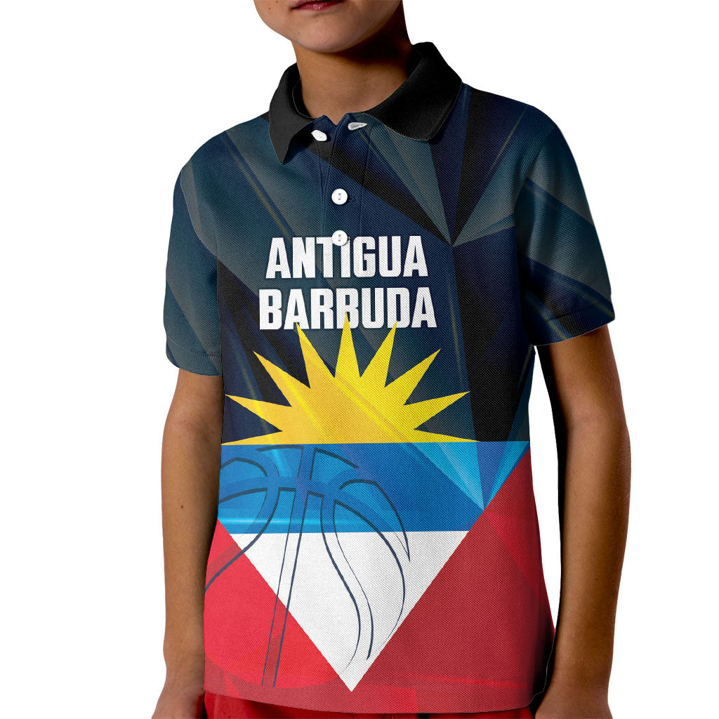 Antigua and Barbuda Basketball Custom Kid Polo Shirt Flag Sporty Style