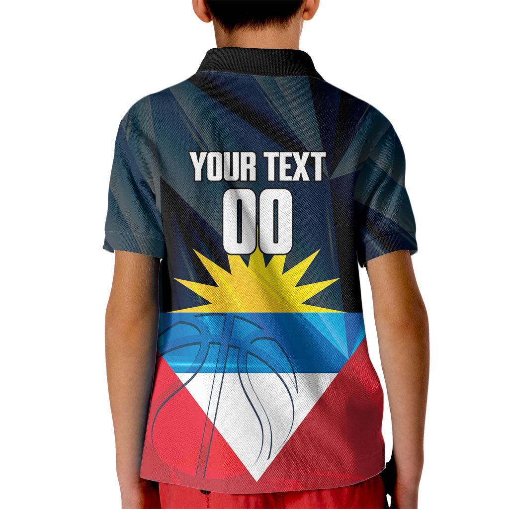 Antigua and Barbuda Basketball Custom Kid Polo Shirt Flag Sporty Style