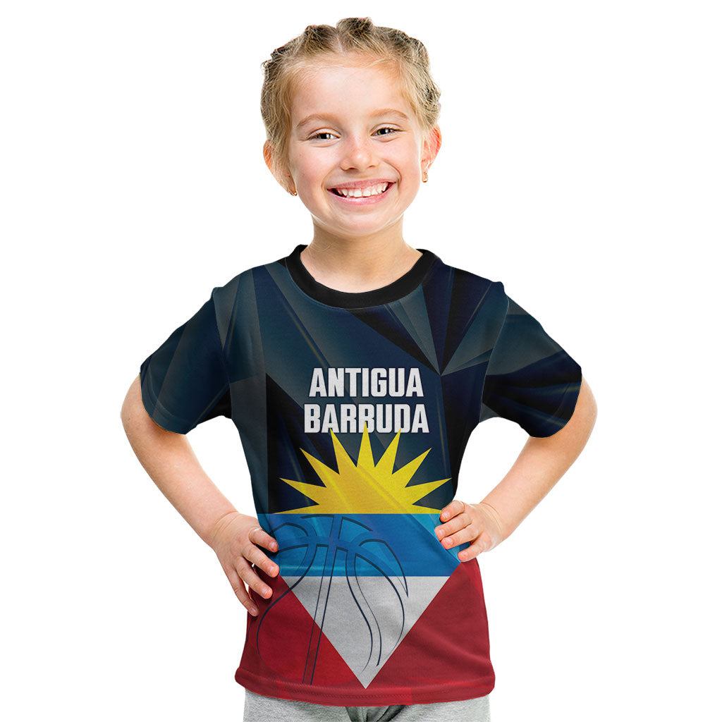 Antigua and Barbuda Basketball Custom Kid T Shirt Flag Sporty Style