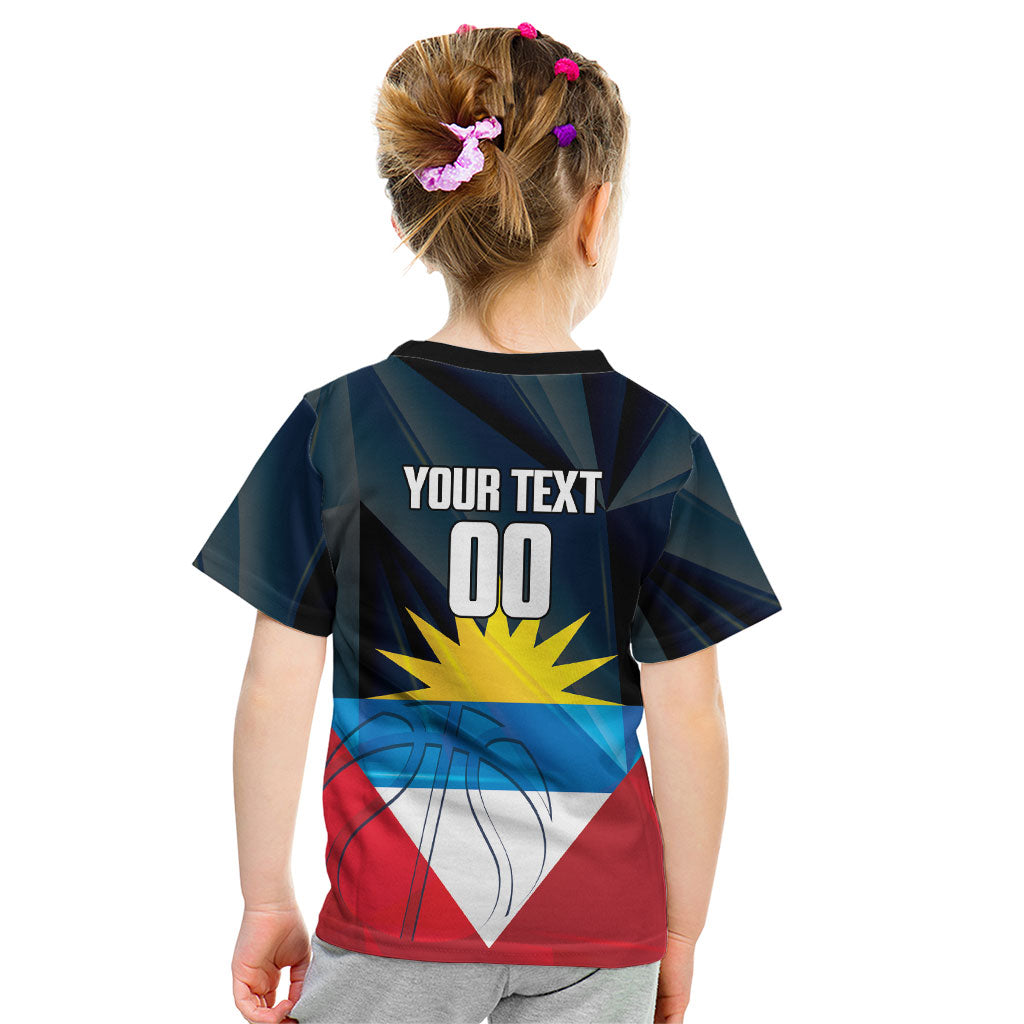 Antigua and Barbuda Basketball Custom Kid T Shirt Flag Sporty Style