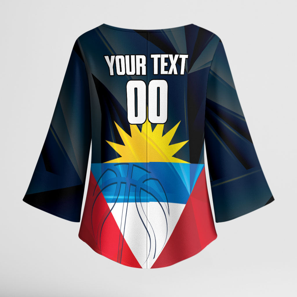 Antigua and Barbuda Basketball Custom Kimono Sleeve Blouse Flag Sporty Style
