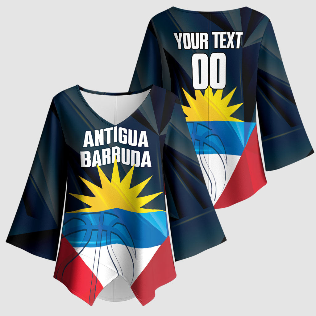 Antigua and Barbuda Basketball Custom Kimono Sleeve Blouse Flag Sporty Style