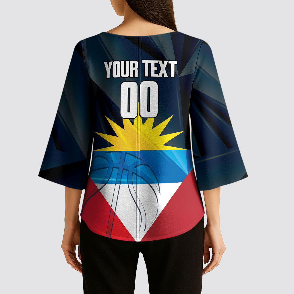Antigua and Barbuda Basketball Custom Kimono Sleeve Blouse Flag Sporty Style
