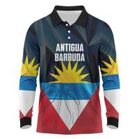 Antigua and Barbuda Basketball Custom Long Sleeve Polo Shirt Flag Sporty Style