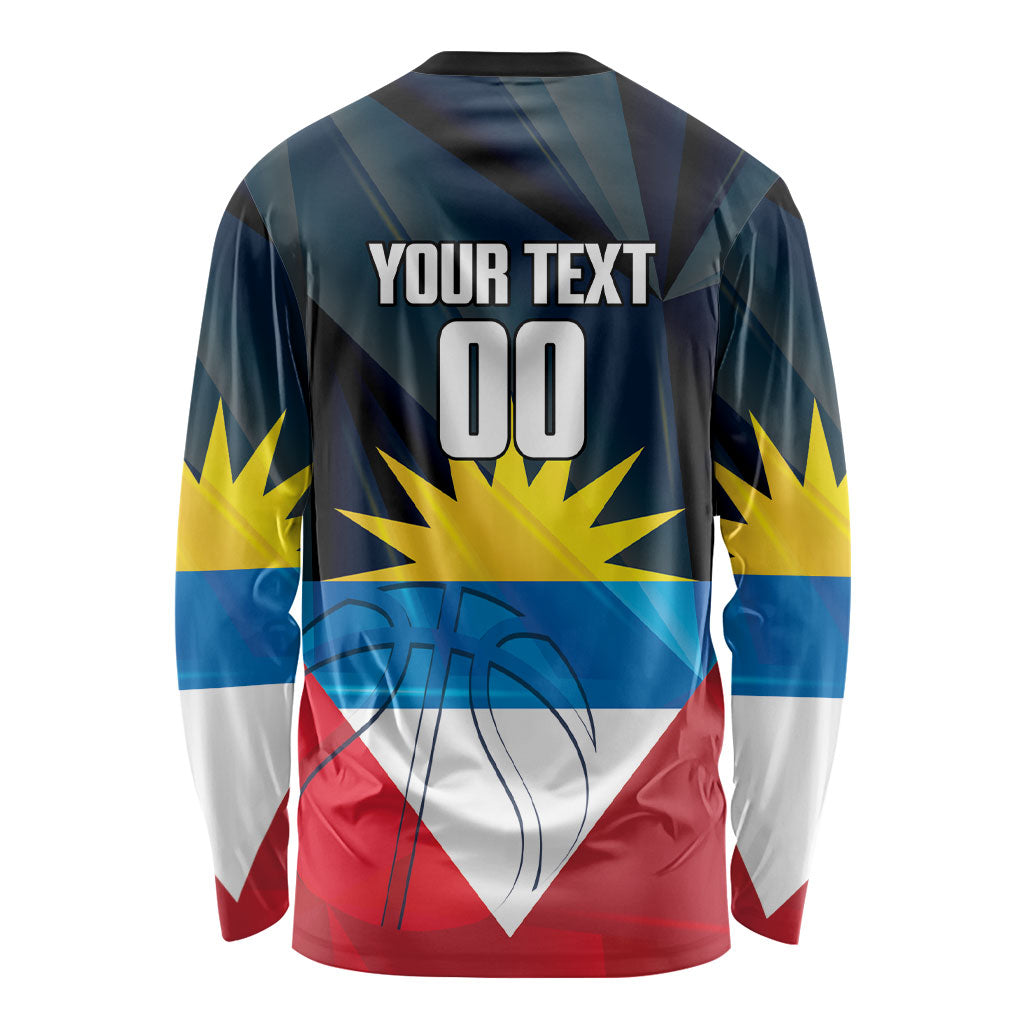 Antigua and Barbuda Basketball Custom Long Sleeve Shirt Flag Sporty Style