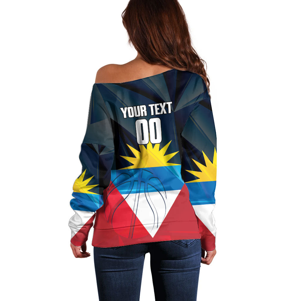 Antigua and Barbuda Basketball Custom Off Shoulder Sweater Flag Sporty Style