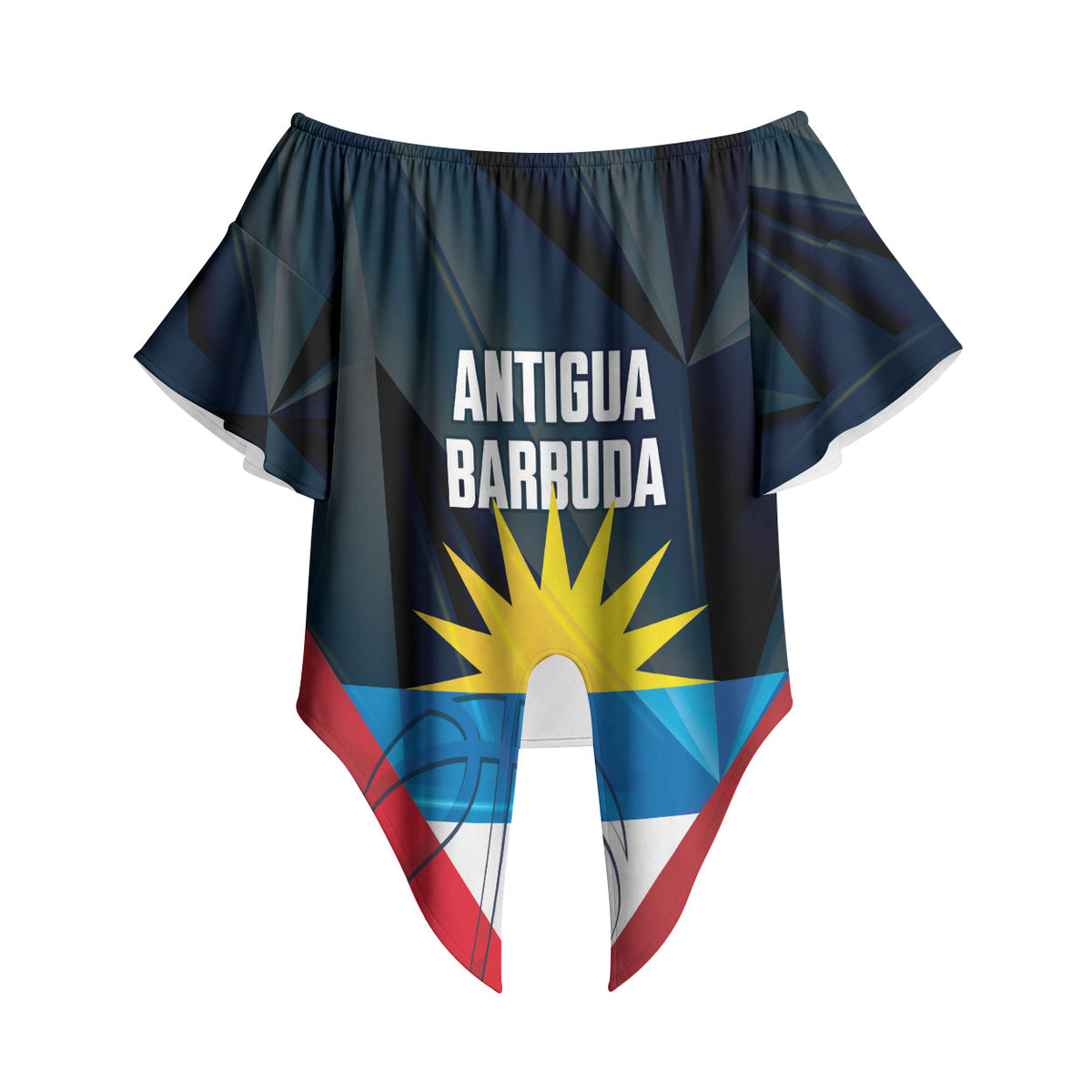 Antigua and Barbuda Basketball Custom Off Shoulder Wrap Waist Top Flag Sporty Style