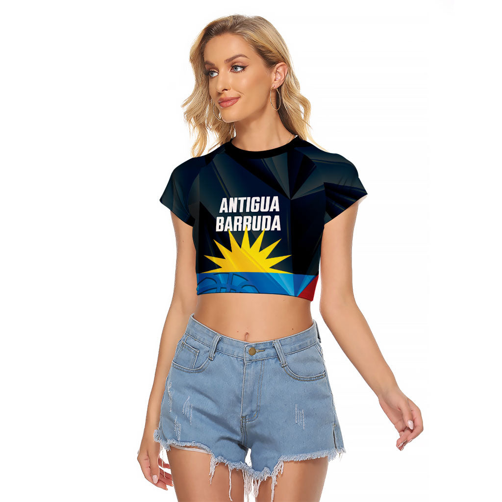 Antigua and Barbuda Basketball Custom Raglan Cropped T Shirt Flag Sporty Style