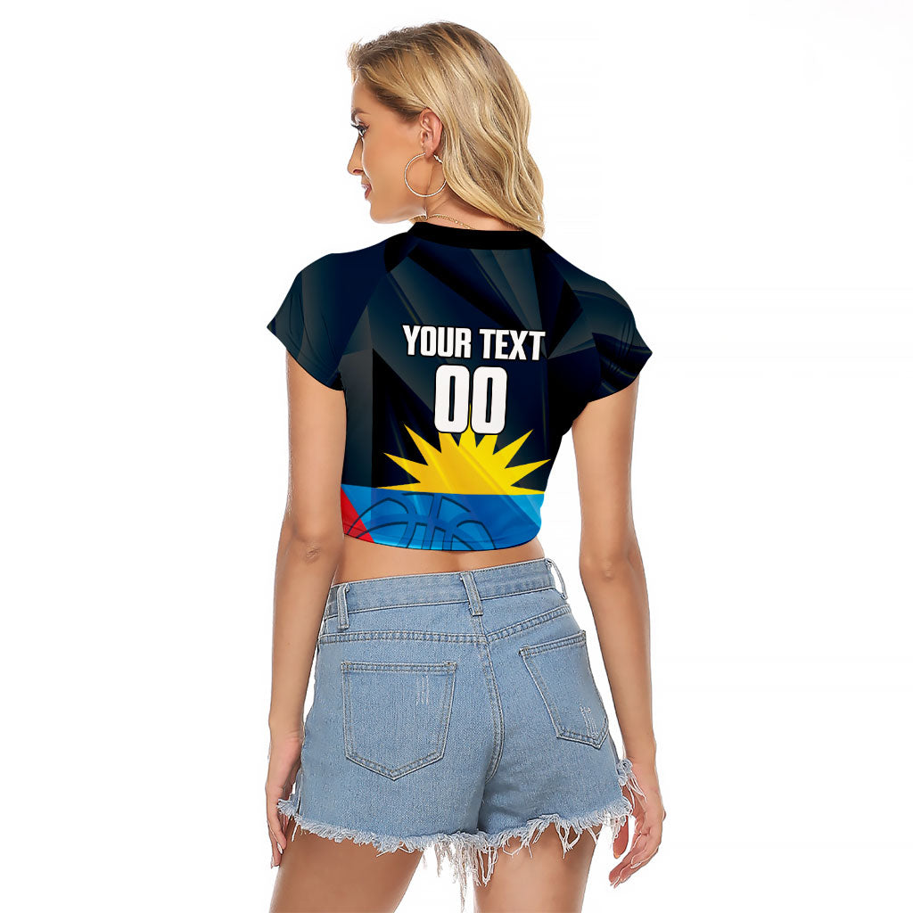 Antigua and Barbuda Basketball Custom Raglan Cropped T Shirt Flag Sporty Style