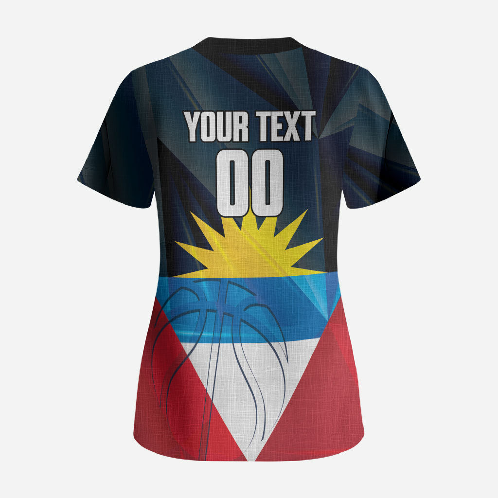 Antigua and Barbuda Basketball Custom Scrub Top Flag Sporty Style