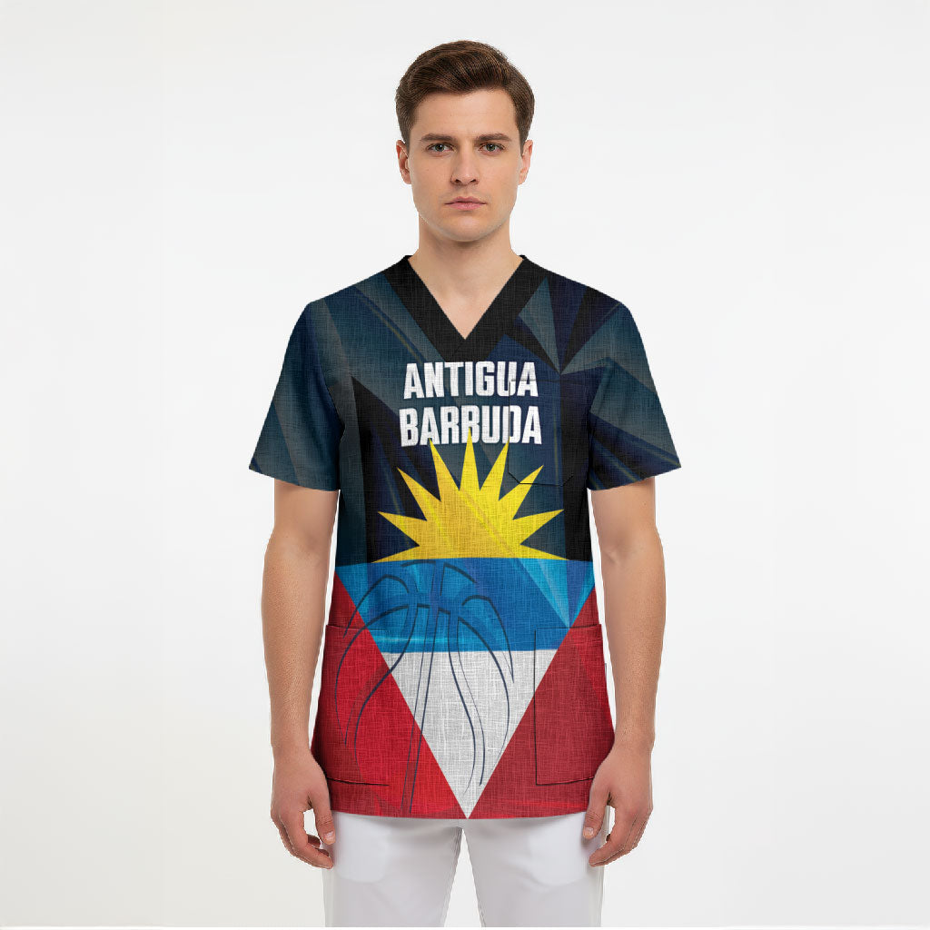 Antigua and Barbuda Basketball Custom Scrub Top Flag Sporty Style