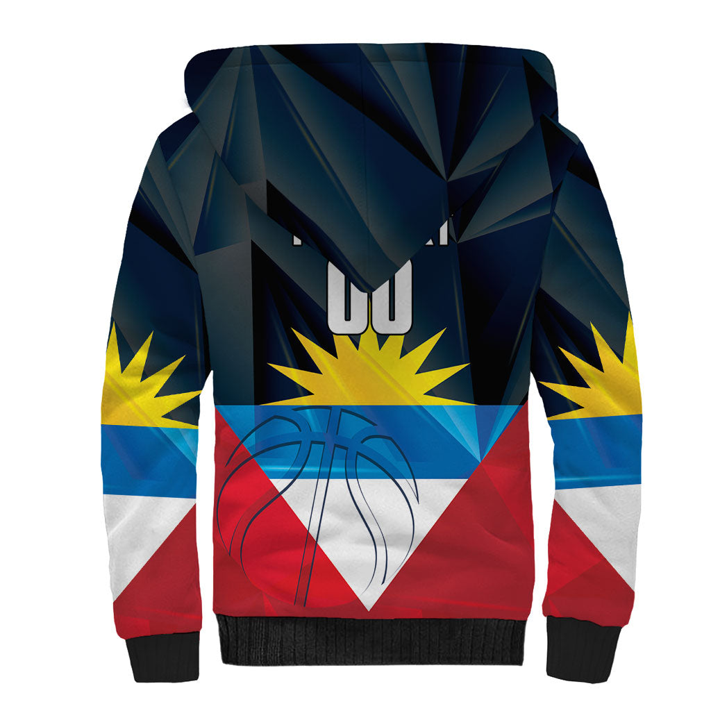 Antigua and Barbuda Basketball Custom Sherpa Hoodie Flag Sporty Style