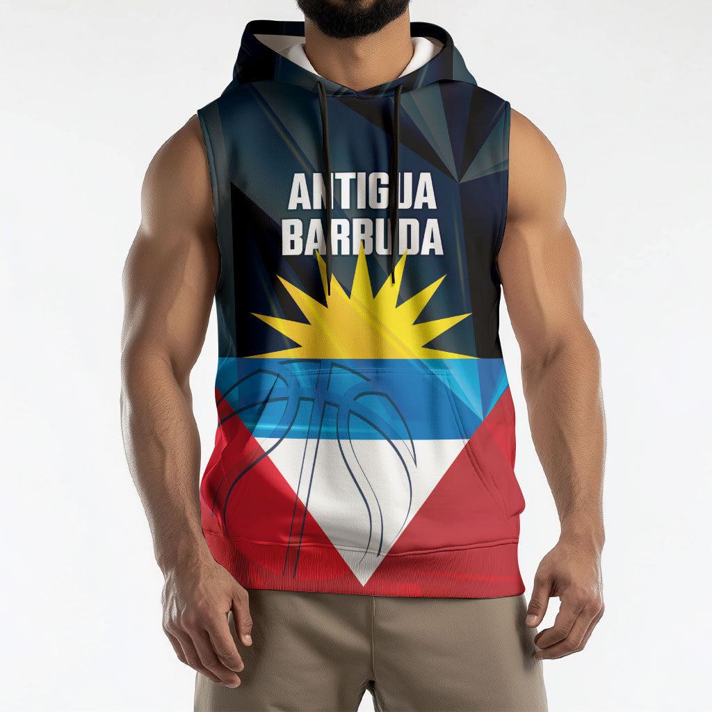 Antigua and Barbuda Basketball Custom Sleeveless Hoodie Flag Sporty Style