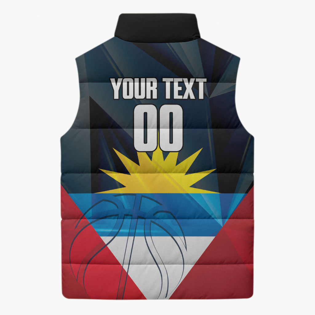 Antigua and Barbuda Basketball Custom Sleeveless Puffer Jacket Flag Sporty Style