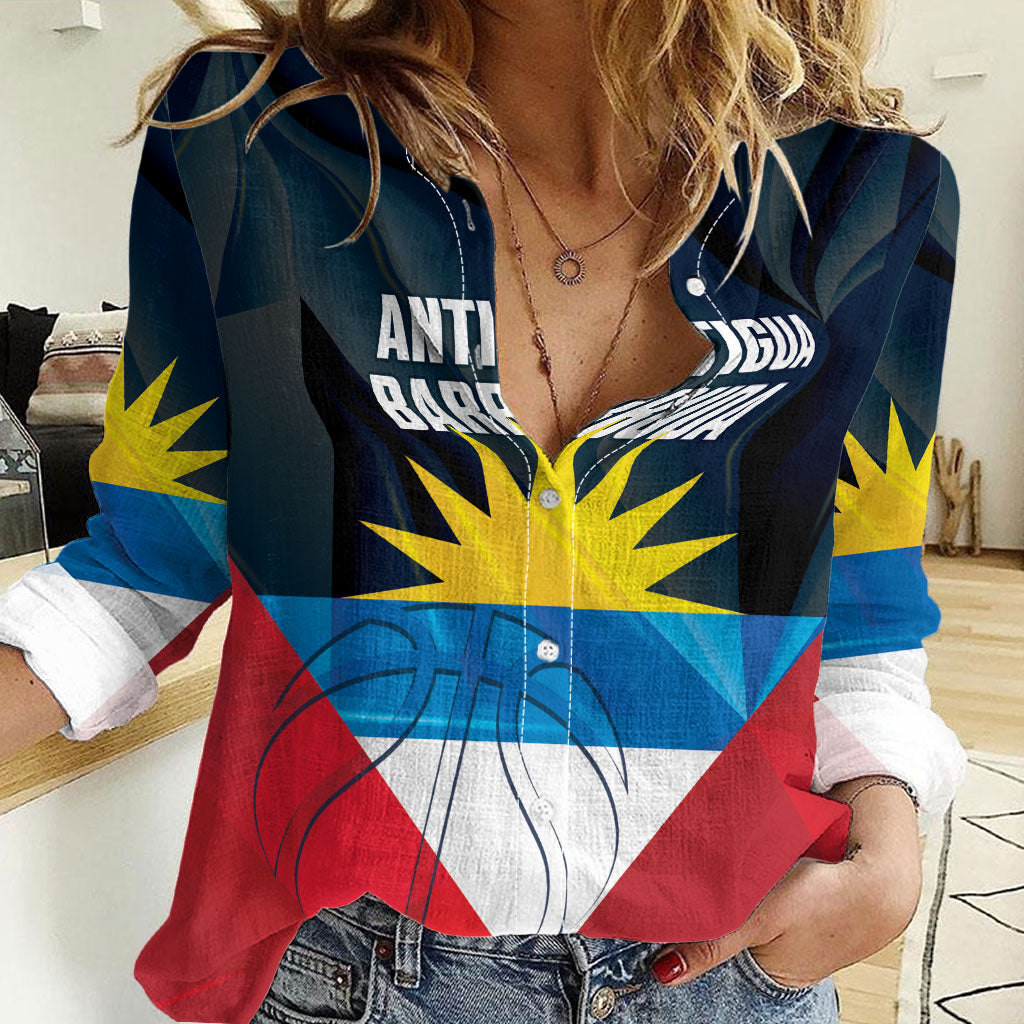 Antigua and Barbuda Basketball Custom Women Casual Shirt Flag Sporty Style
