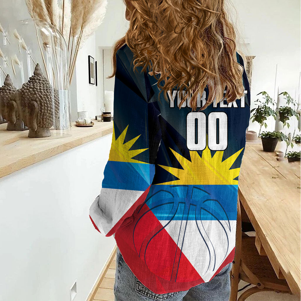 Antigua and Barbuda Basketball Custom Women Casual Shirt Flag Sporty Style