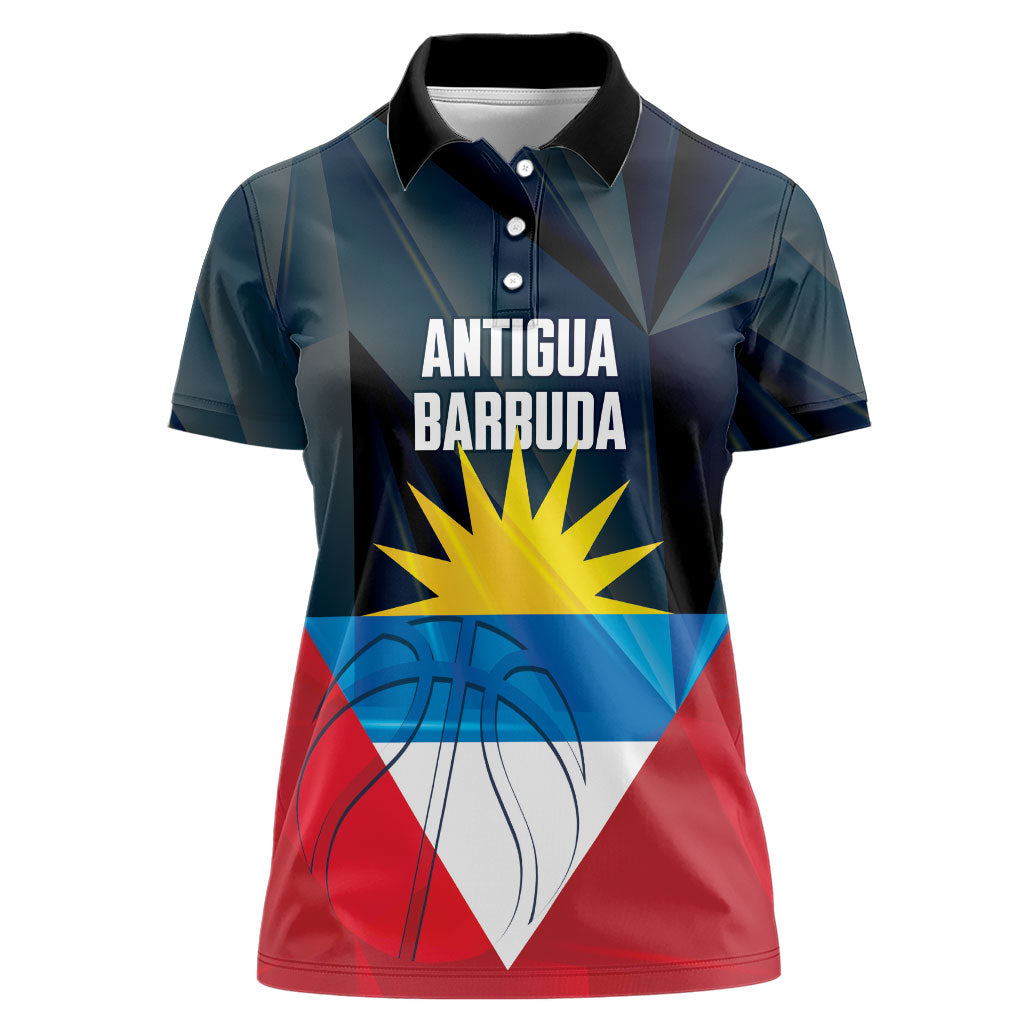 Antigua and Barbuda Basketball Custom Women Polo Shirt Flag Sporty Style