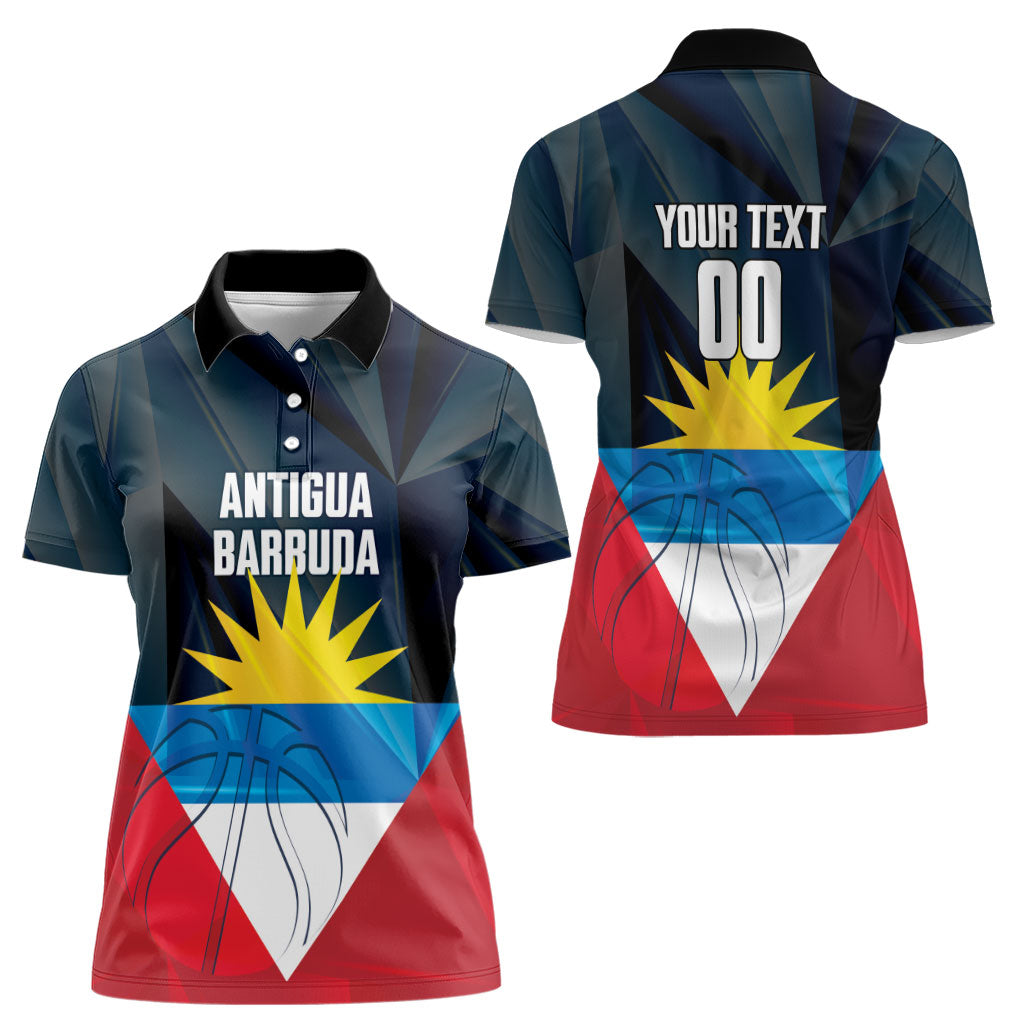 Antigua and Barbuda Basketball Custom Women Polo Shirt Flag Sporty Style