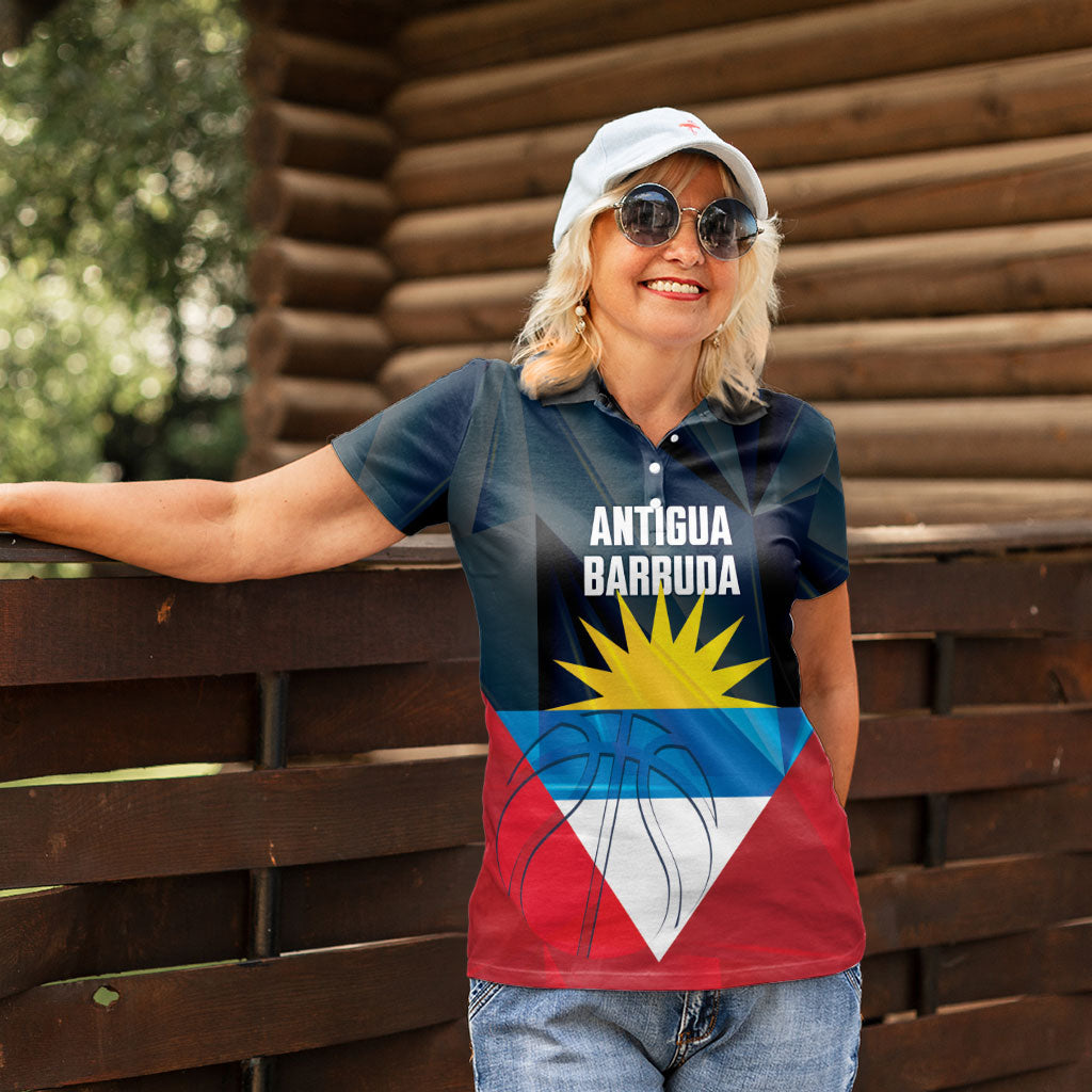 Antigua and Barbuda Basketball Custom Women Polo Shirt Flag Sporty Style