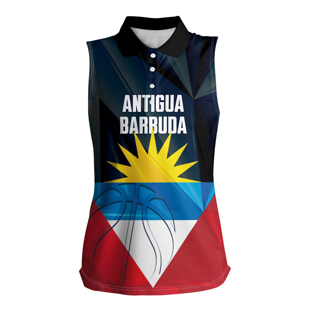 Antigua and Barbuda Basketball Custom Women Sleeveless Polo Shirt Flag Sporty Style
