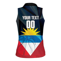 Antigua and Barbuda Basketball Custom Women Sleeveless Polo Shirt Flag Sporty Style