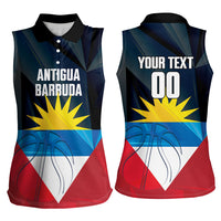 Antigua and Barbuda Basketball Custom Women Sleeveless Polo Shirt Flag Sporty Style