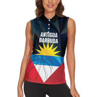 Antigua and Barbuda Basketball Custom Women Sleeveless Polo Shirt Flag Sporty Style