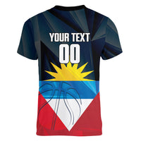 Antigua and Barbuda Basketball Custom Women V-Neck T-Shirt Flag Sporty Style