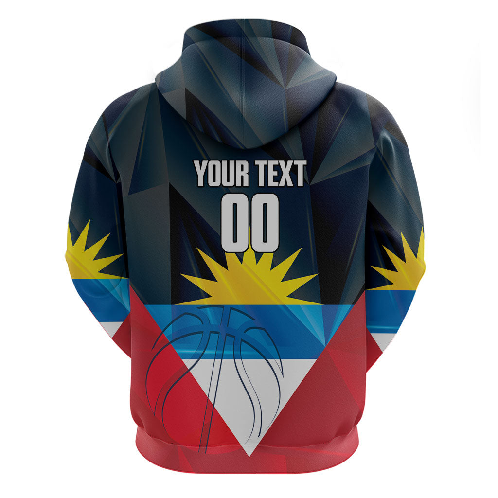 Antigua and Barbuda Basketball Custom Zip Hoodie Flag Sporty Style