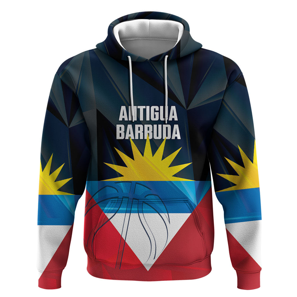 Antigua and Barbuda Basketball Custom Zip Hoodie Flag Sporty Style