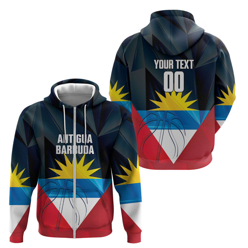 Antigua and Barbuda Basketball Custom Zip Hoodie Flag Sporty Style