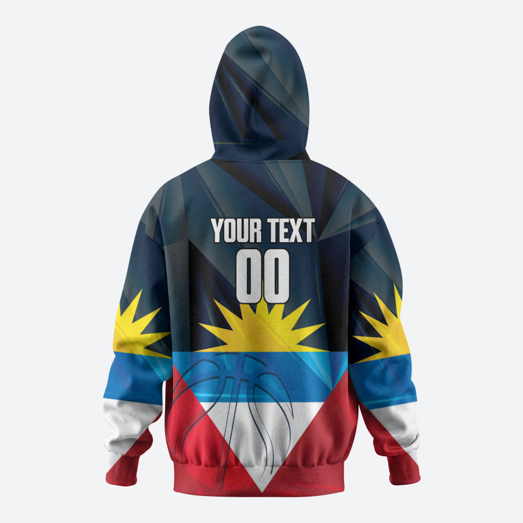 Antigua and Barbuda Basketball Custom Zip Hoodie Flag Sporty Style