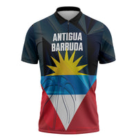 Antigua and Barbuda Basketball Custom Zipper Polo Shirt Flag Sporty Style