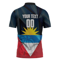 Antigua and Barbuda Basketball Custom Zipper Polo Shirt Flag Sporty Style