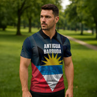 Antigua and Barbuda Basketball Custom Zipper Polo Shirt Flag Sporty Style