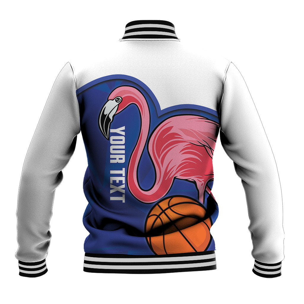Turks and Caicos Islands Basketball Personalized Baseball Jacket Flamingo Mascot Style