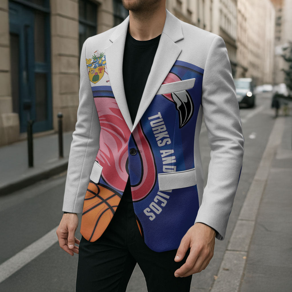Turks and Caicos Islands Basketball Personalized Blazer Flamingo Mascot Style