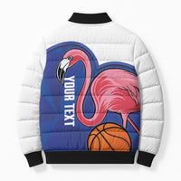 Turks and Caicos Islands Basketball Personalized Bomber Puffer Jacket Flamingo Mascot Style