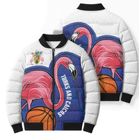 Turks and Caicos Islands Basketball Personalized Bomber Puffer Jacket Flamingo Mascot Style