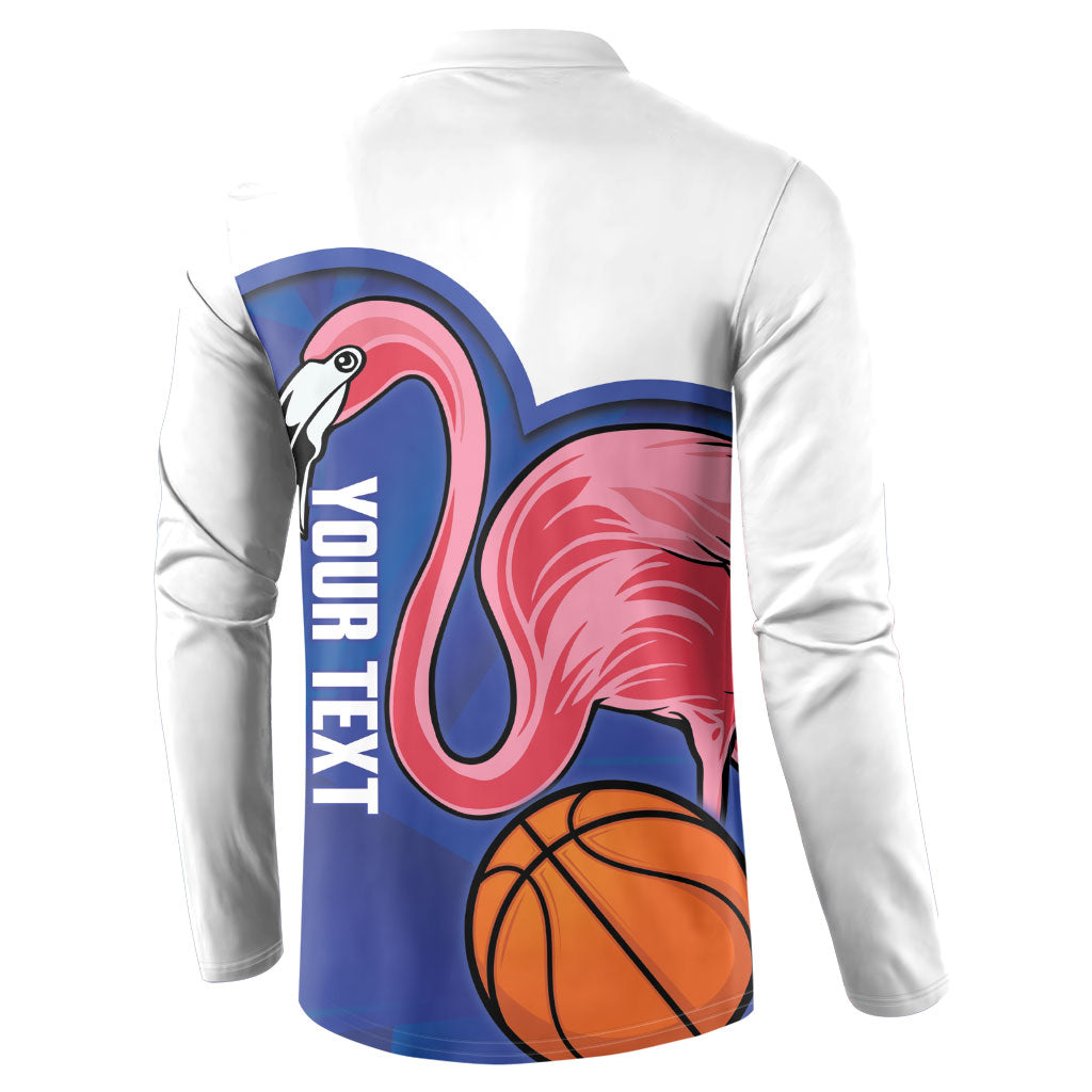 Turks and Caicos Islands Basketball Personalized Button Sweatshirt Flamingo Mascot Style