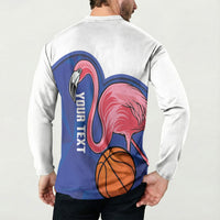 Turks and Caicos Islands Basketball Personalized Button Sweatshirt Flamingo Mascot Style